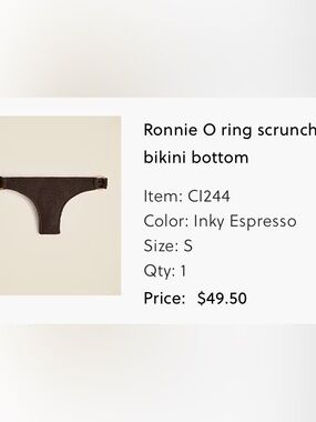 J. Crew Ronnie O-Ring Scrunch Bikini Bottom in Inky Espresso